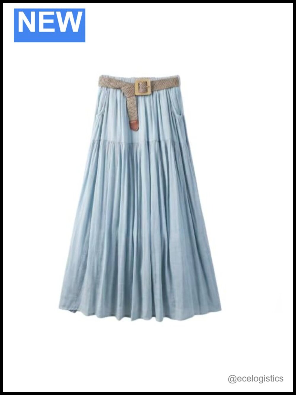 Flowy A-Line Maxi Skirt with Matching Belt and Pockets